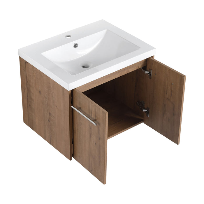 Modern Floating Bathroom Vanity With Resin Sink, Soft Close Doors