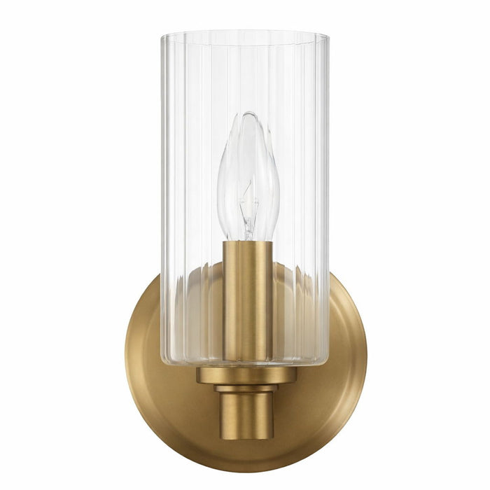 Jardin - Single Light Wall Sconce With Clear Ribbed Satin - Clear / Gold