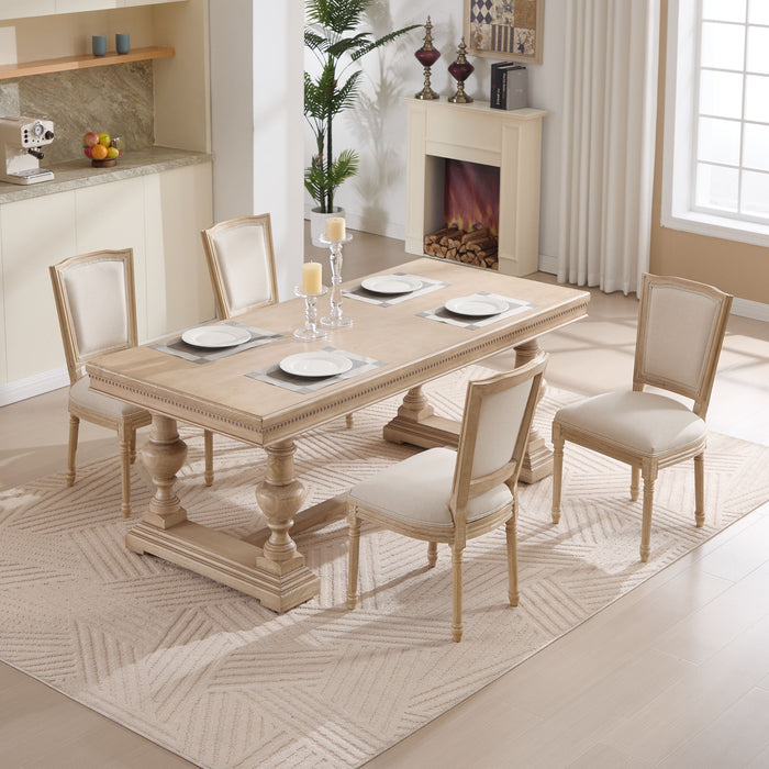 Dining Chairs Upholstered With T - Shaped Back (Set of 2) - Beige