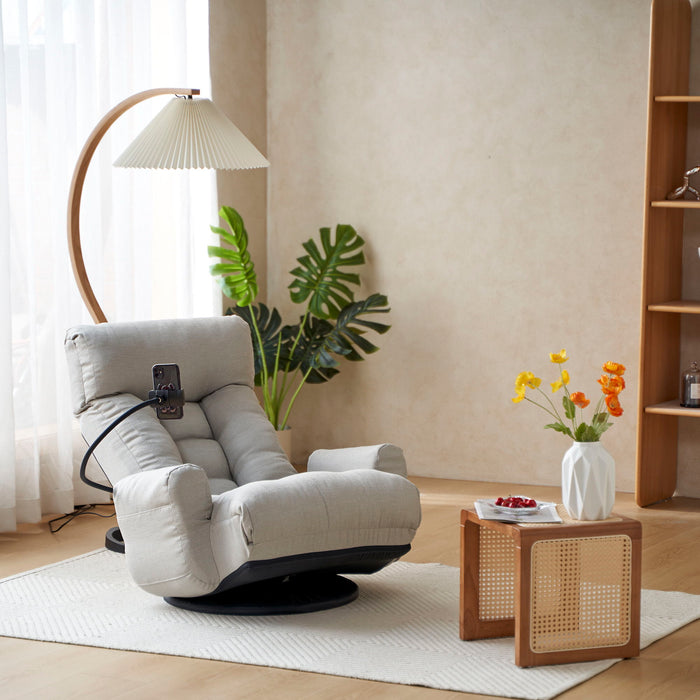 Adjustable Swivel Lounge Chair With 360 Degree Rotating Seat And Headrest Support