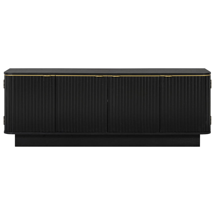 TV Stand, Fluted Media Console With Adjustable Shelves And Cable Holes
