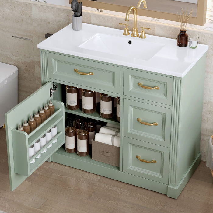 Modern Bathroom Vanity With Sink, 4 Drawers, Soft-Close Door, Adjustable Shelf