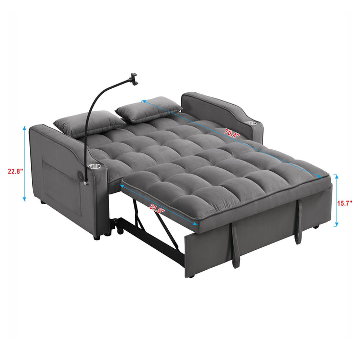 Sofa Bed With Trundle For Small Rooms - Dark Gray