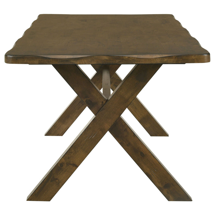 Carbon - Rectangular Dining Table With X Base Design - Brown