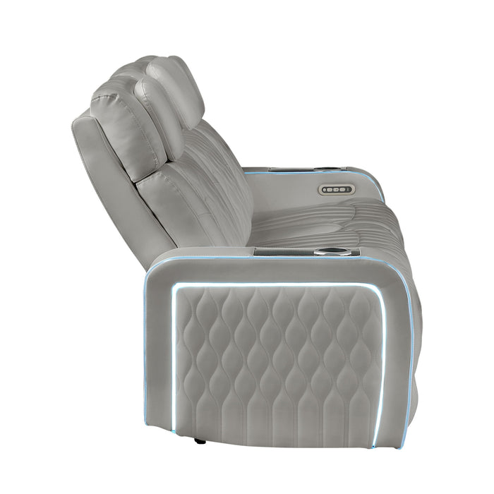 Electra - 3 Piece Power Reclining Sofa, Loveseat And Recliner Set With Power Headrests, Massage And LED Lighting