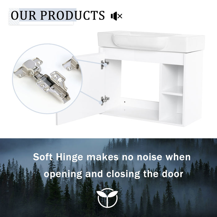 Wall Mounted Bathroom Vanity With Sink & Soft Close Door
