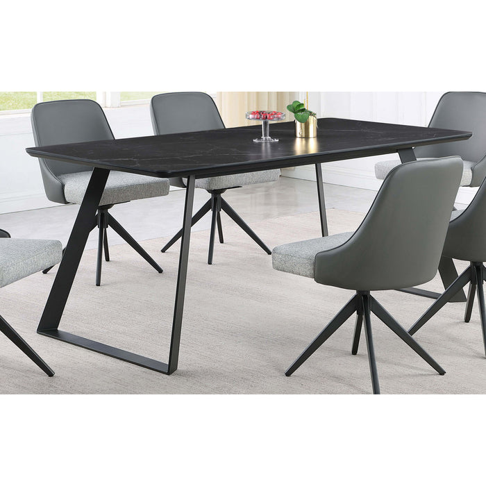 Smith - Rectangular Top Dining Table With 3 Drawers - Black
