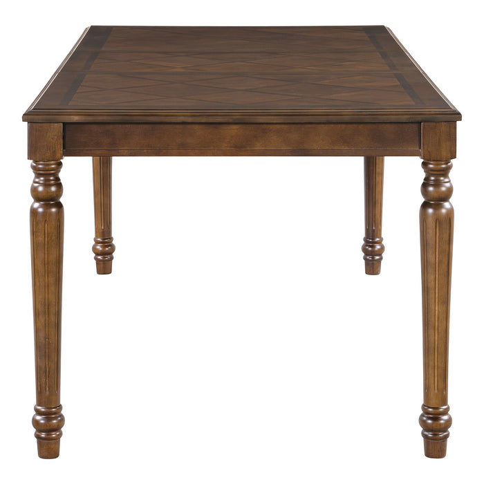 Rectangular Dining Table With Framed Top And Turned Legs - Walnut