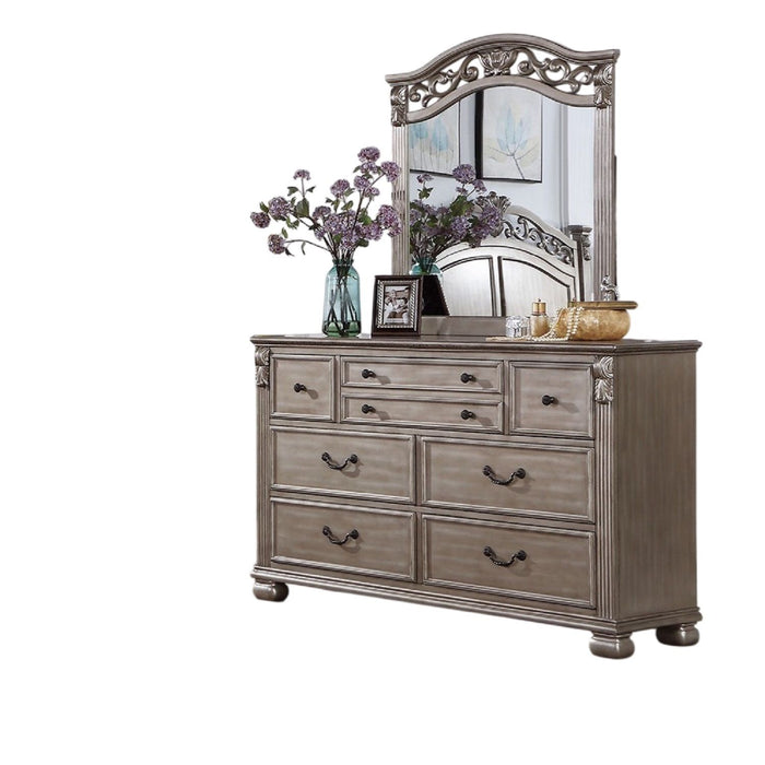 Dresser And Mirror - Antique Silver