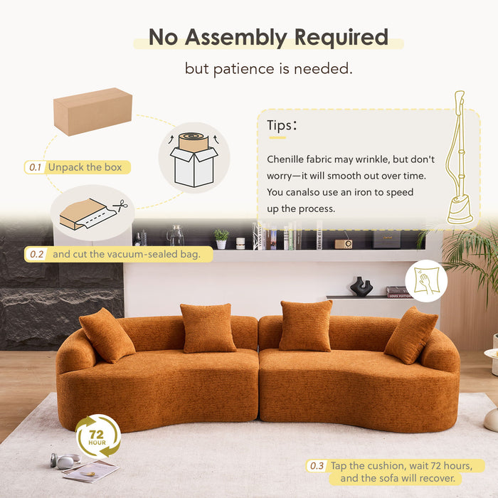 4 Seater Sofa With Fabric, 30D, 60 Hardness Full Sponge, 4 Pillow For Living Room, Home Furniture Sleeper Sectional Sofa For Apartment