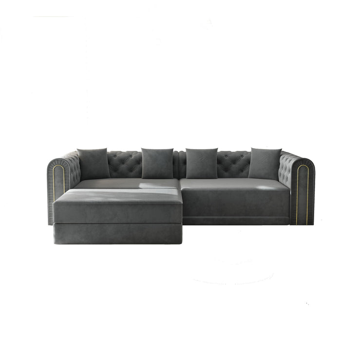 3-In-1 Convertible Sleeper Sofa With Movable Ottoman For Living Room