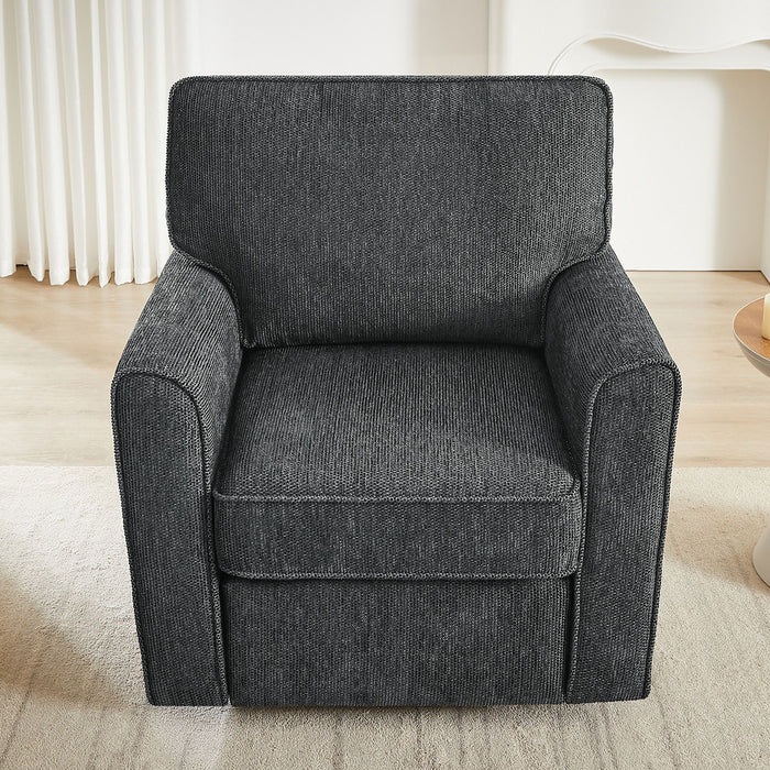 360° Swivel Accent Barrel Armchair With Side Pockets, Compact Design