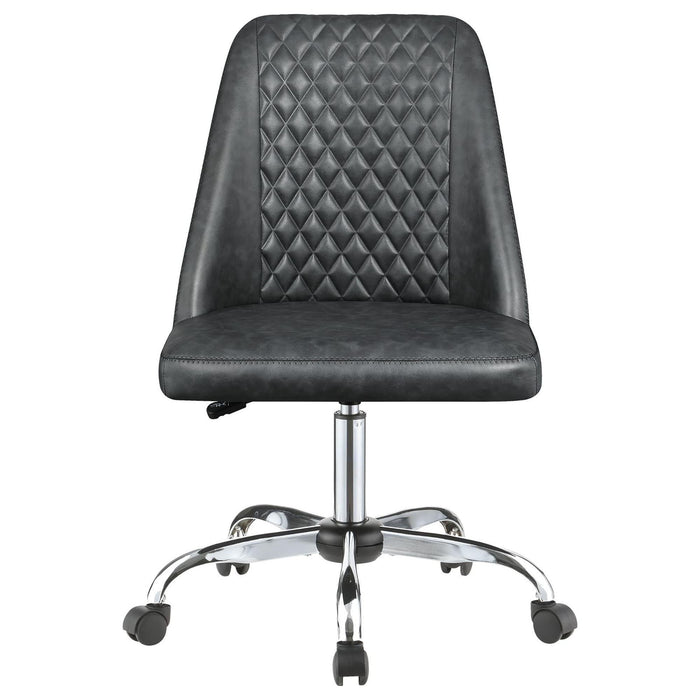 Adjustable Desk Chair With Diamond Tufted Backrest Base - Gray