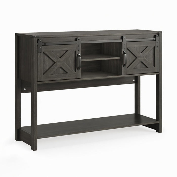 Farmhouse Entryway Table With Sliding Barn Door