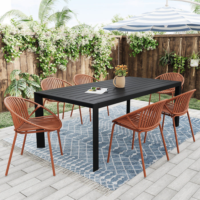 7 Piece Dining Set With Stackable Chairs