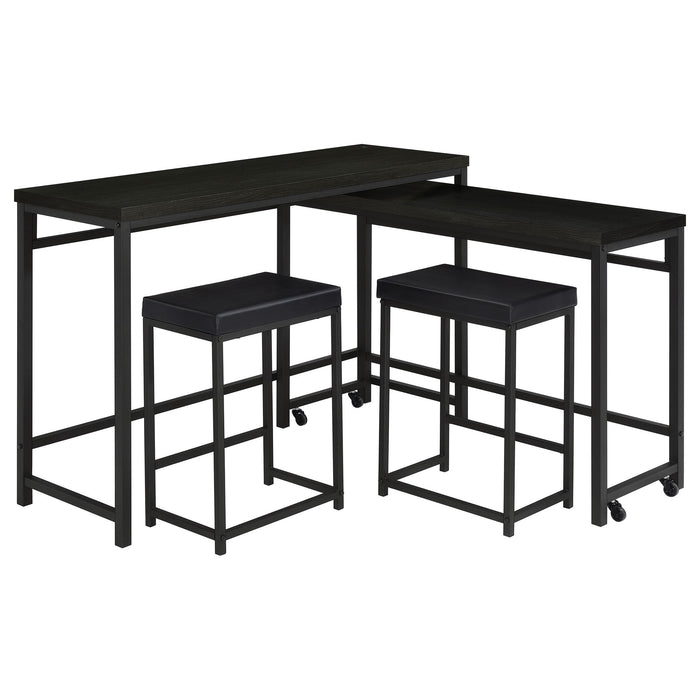 Klekner - 4 Piece Counter Height Table Set With Nesting Tables And Backless Stools - Charcoal
