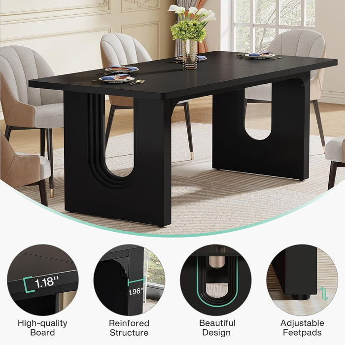 Rectangular Dining Table For 6 - 8 People With Pedestal Base