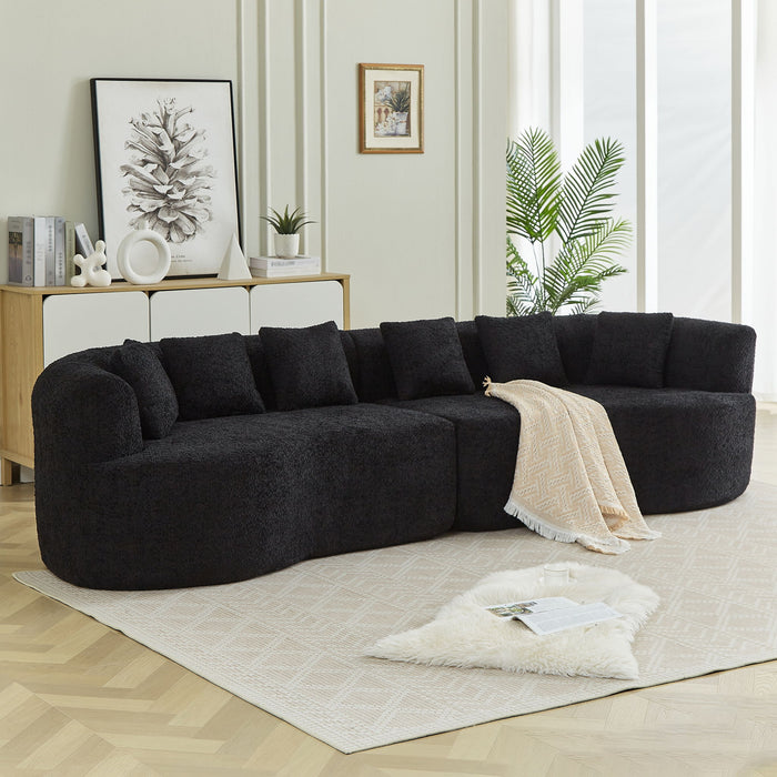 Curved Sectional Sofa With 6 Pillows