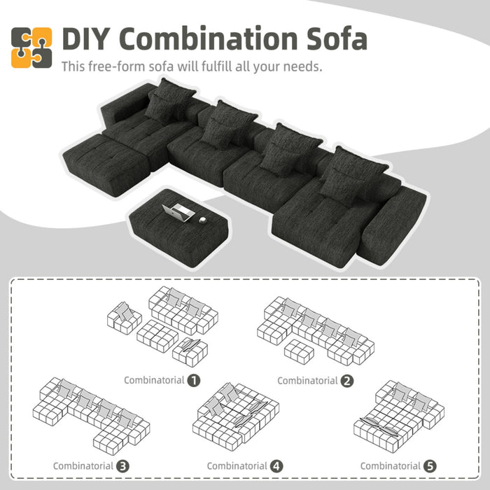 Modern Oversized Diy Combination, Modular Sectional Sofa With Pillows
