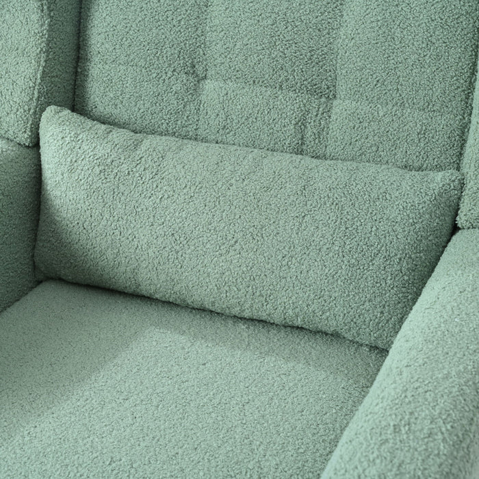 Modern Accent Chair, Teddy Fabric Living Room Chairs Comfy Reading Chair, Mid Century Accent Chair, Lounge Arm Chairs Armchair For Living Room Bedroom - Light Green