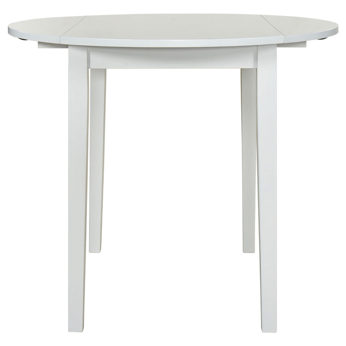 Cliff - 3 Piece Round Drop Leaf Dining Table Set With Ladderback Chairs - White
