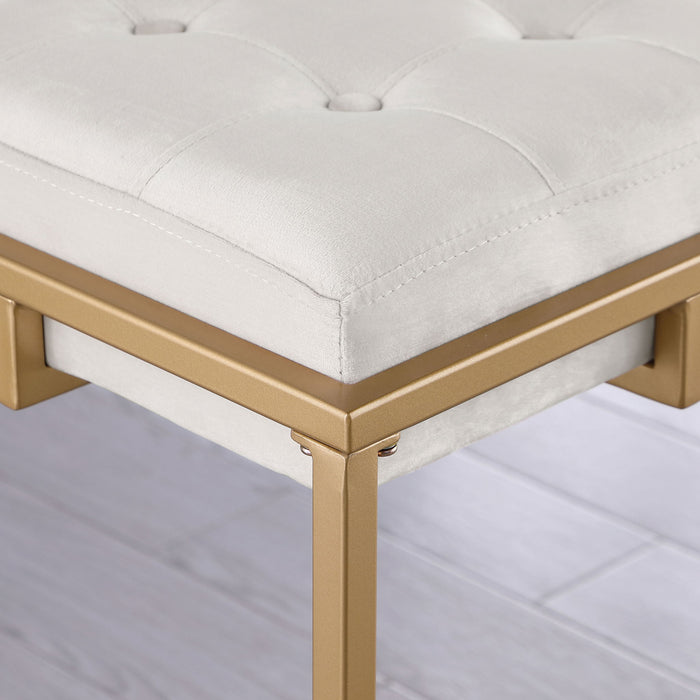 Square Counter Height Stools (Set of 2) - Beige / Gold