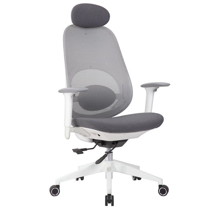 High Back Swivel Desk Chair With Height Adjustable Backrest, 3 Tilt Lock & Rotatable Headrest - Milk White