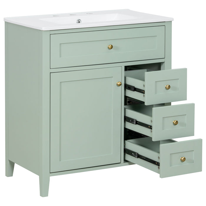 Bathroom Vanity With Sink, 3 Drawers And Adjustable Shelf
