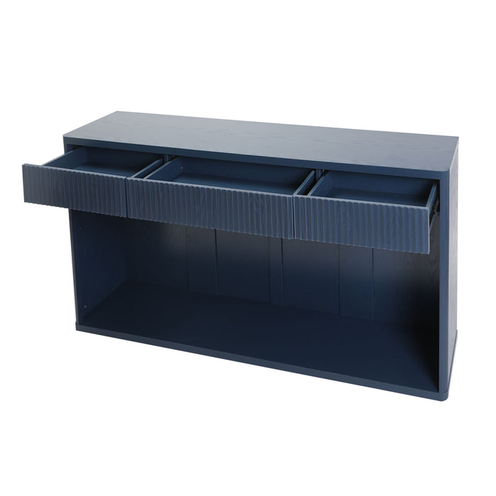 Fluted Console Table With 3 Drawers, Long Sofa Table Behind Couch For Living Room