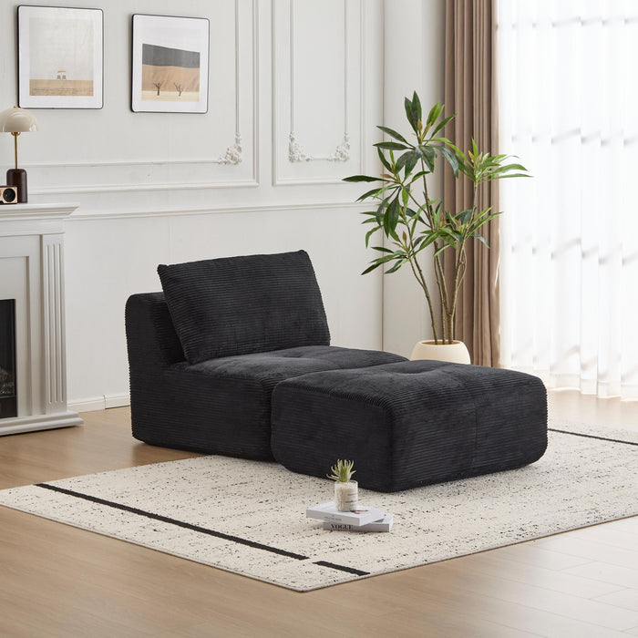 Single Chaise Longue With Movable Ottoman For Living Room