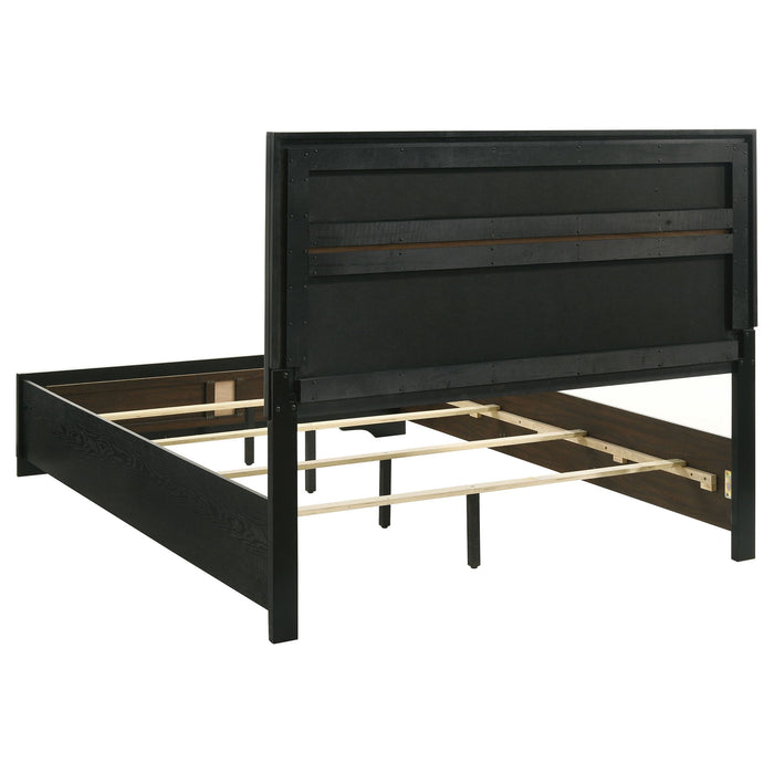 Modern Bedroom Set With Upholstered Headboard And Textured Storage