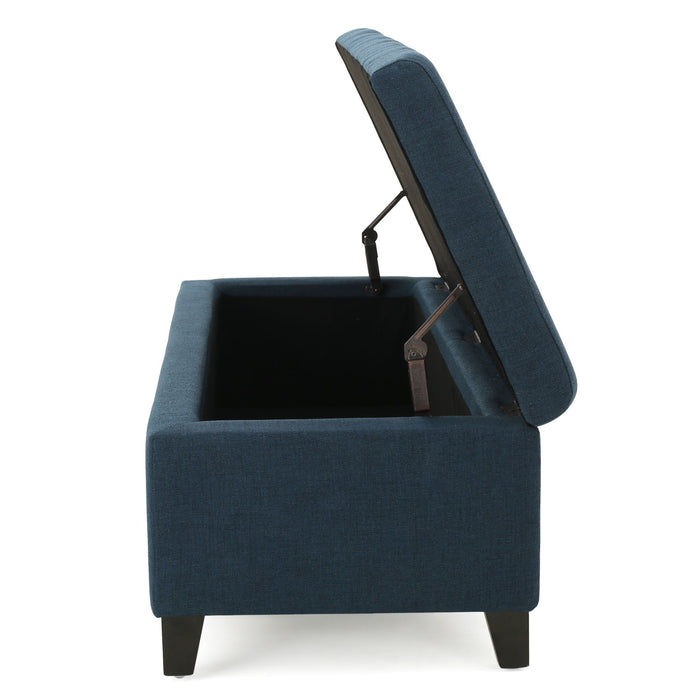 Nebulous - Fabric Upholstered Ottoman With Storage And Diamond Tufted Seat - Navy Blue