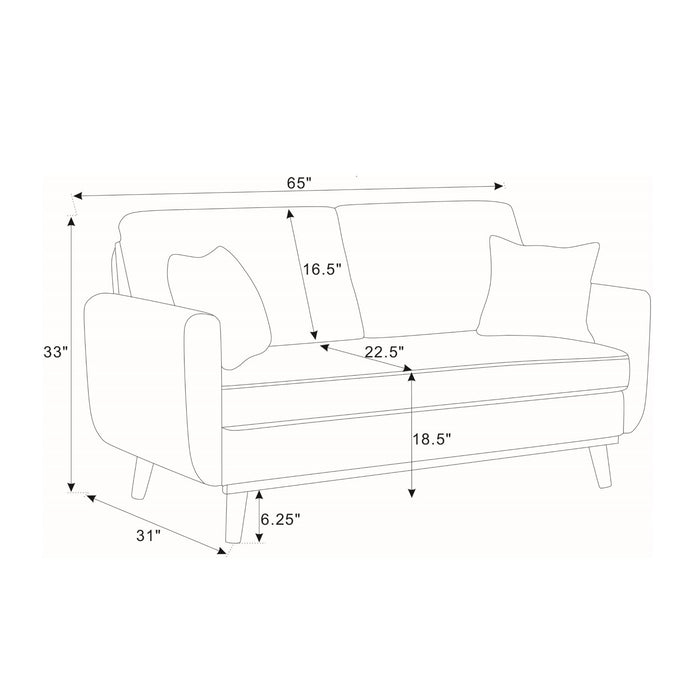 Upholstered Loveseat With Arms And Pillows