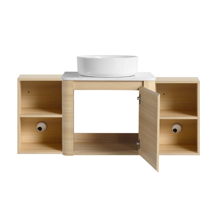 Mounted Bathroom Vanity With Art Sink, 2 Storage Shelves, Soft Close Door