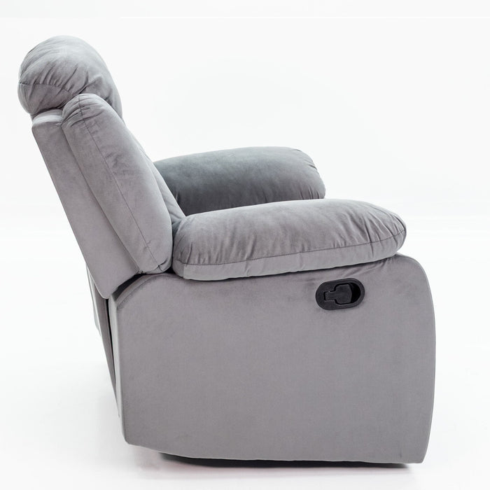 Modern Manual Recliner With Padded Seat And Pillow Arms