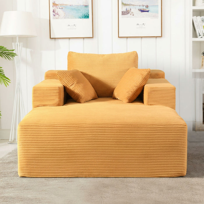 Convertible Chaise Lounge Chair With Wide Armrest & Throw Pillows