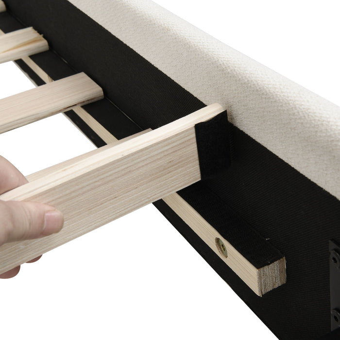 Upholstered Platform Bed Frame With Curved Headboard