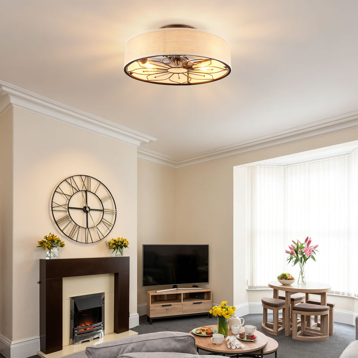 Lotus Bladeless Ceiling Fan With Remote Control For Living Room - Matte Black