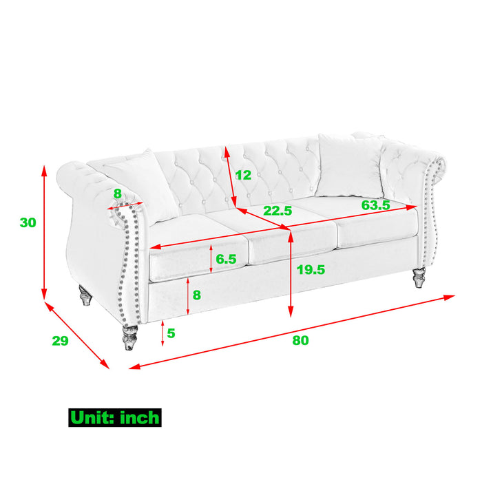 Chesterfield Sofa With Rolled Arms And Nailhead Trim