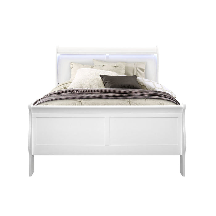 Charlston - Modern Sleigh Design Bed With LED