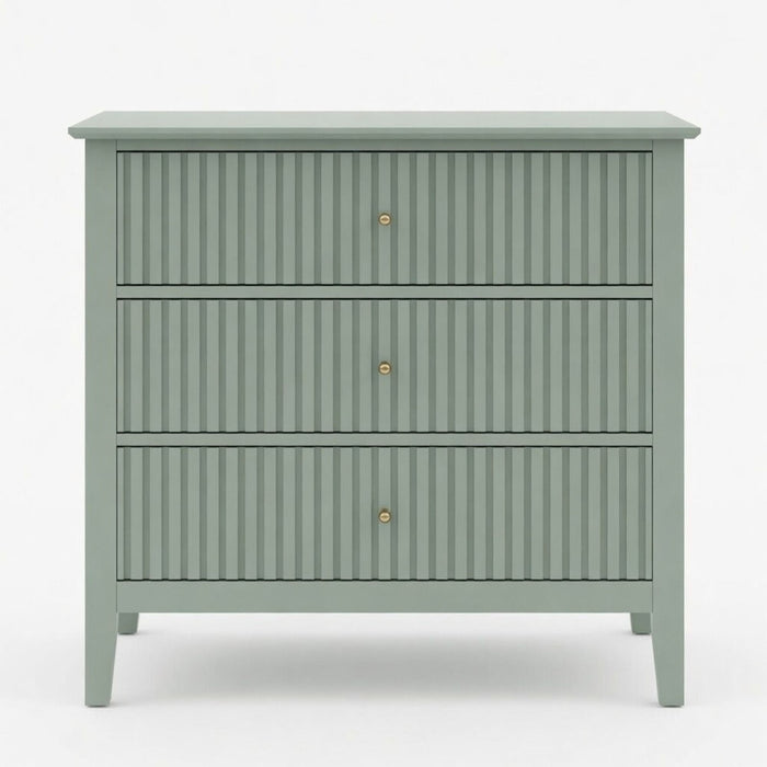 Fluted 3 Drawer Nightstand With Soft Close Slides