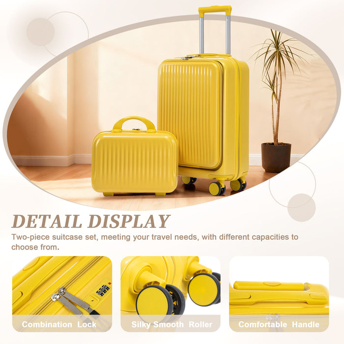 Luggage Set With Cosmetic Case, Combination Lock, Front Opening Design