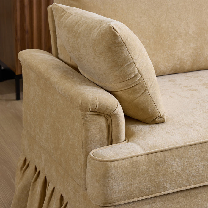 Cloud Sofa With Removable Ruffled Skirt With Ottoman And Flared Arms