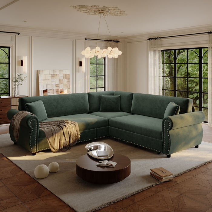 L-Shaped Sofa Couch With Pull-Out Bed
