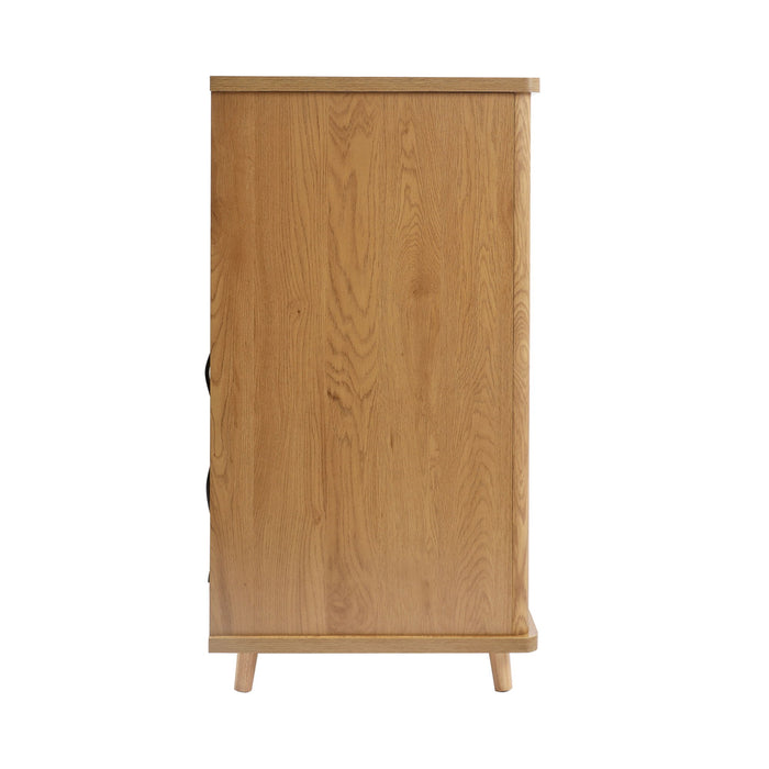 Fluted Coffee Bar Cabinet With Mini Fridge Space & Charging Station