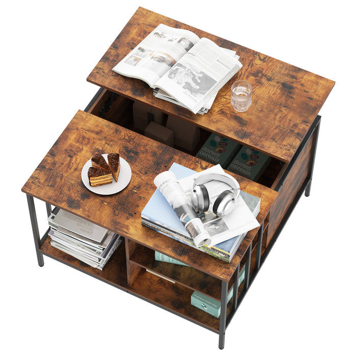 Lift Top Coffee Table With Storage Adjustable Height - Black