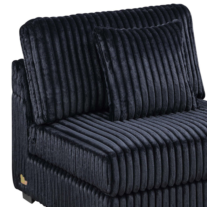6 Piece Modular Sectional Sofa Set Upholstered Living Room Plush Couch With Cup Holders And USB Port - Black