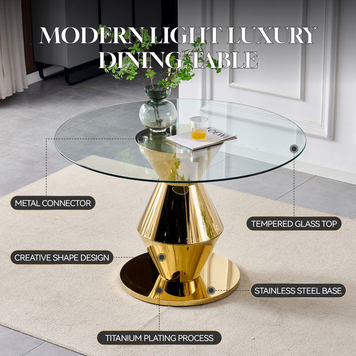 Round Dining Table - Gold