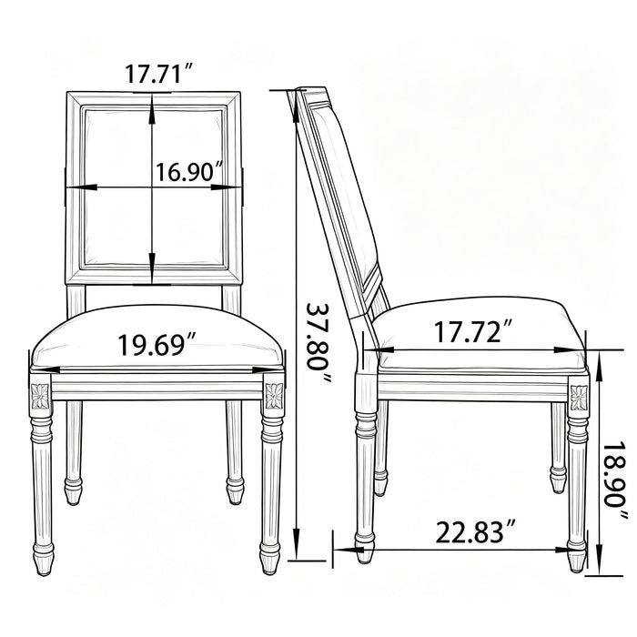 Dining Chairs With Square Back (Set of 2)