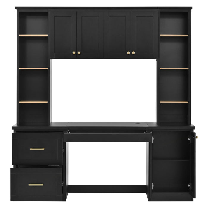 Computer Desk With Hutch, Workstation With Desk Grommet & Keyboard Tray